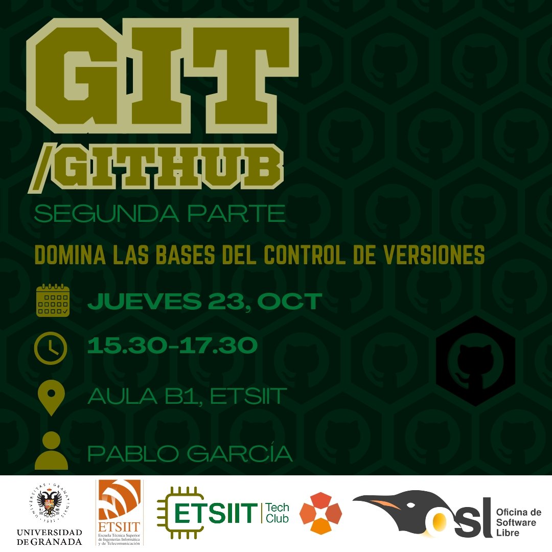 etsiittech_club's tweet image. 📢 Charla de GIT/GITHUB pt.2.
¿Te quedaste con ganas de aprender mas Git/Github?¡No hay problema! 

El ETSIIT Tech Club junto con @OSLUGR te traemos la segunda parte. 

🗓️ Jueves 23, 15.30-17.30
📍ETSIIT, aula B1

Si tu último &apos;merge&apos; fue un conflicto, esta charla es tu &apos;hotfix&apos;