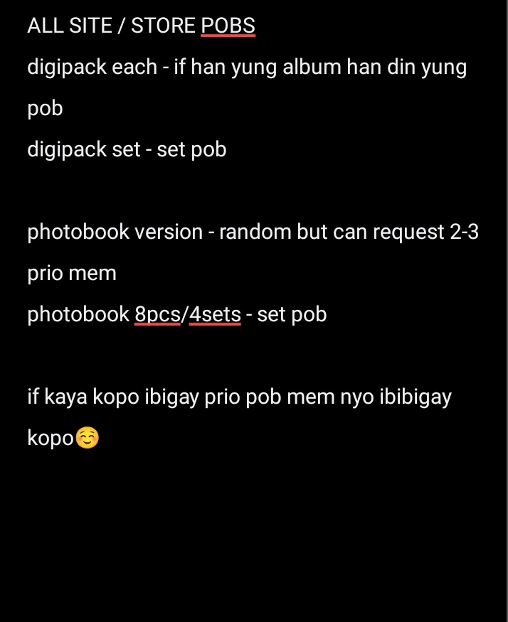 ALL SITE / STORE PRE-ORDER BENEFITS 

*digipack 
*photobook 

ito po yung sa pob natin🫶