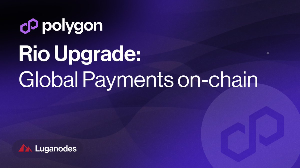 luganodes's tweet photo. 1/
@0xPolygon has gone live with its biggest payments-focused upgrade yet.

The Rio hard fork marks a leap toward becoming the leading global payments network, bringing 5k TPS, near-instant finality, and lightweight nodes for low-cost participation. 🧵 https://t.co/kD7Ukf9tTH
