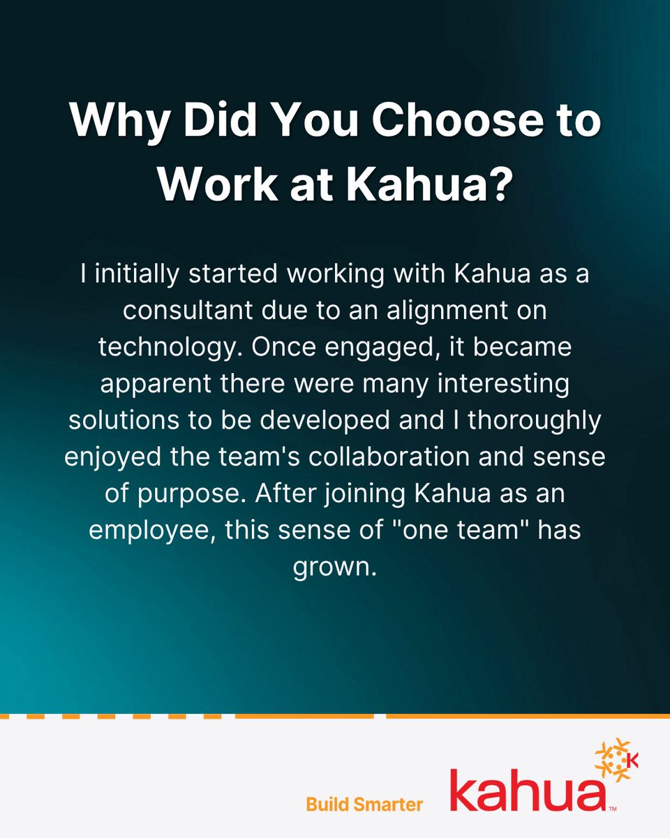 KahuaInc's tweet image. 💡 Meet Daren May, Senior Director of Development at Kahua.
He thrives on challenge, mentors others and builds the tools that power our platform. Outside work, he and his wife enjoy life on their Colorado ranch. 🌄
#KahuaLife #EmployeeSpotlight