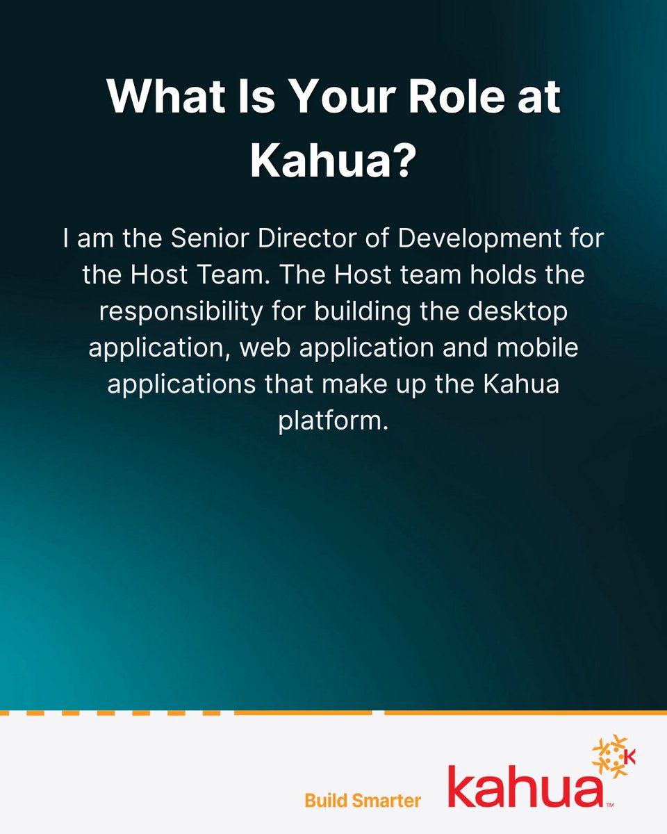 KahuaInc's tweet image. 💡 Meet Daren May, Senior Director of Development at Kahua.
He thrives on challenge, mentors others and builds the tools that power our platform. Outside work, he and his wife enjoy life on their Colorado ranch. 🌄
#KahuaLife #EmployeeSpotlight