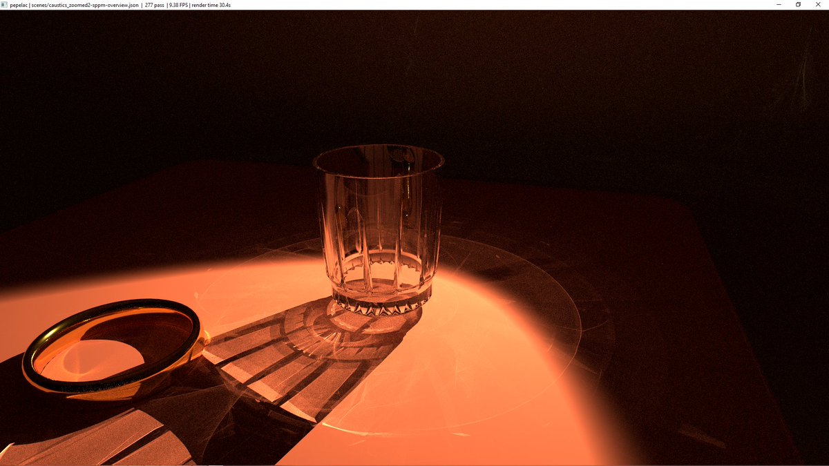 tigratigratigra's tweet image. #sppm #rtx #experiments #caustics
stochastic progressive photon mapping with adaptive radius/gamma shrinking
1 min, 30 sec, 2 min