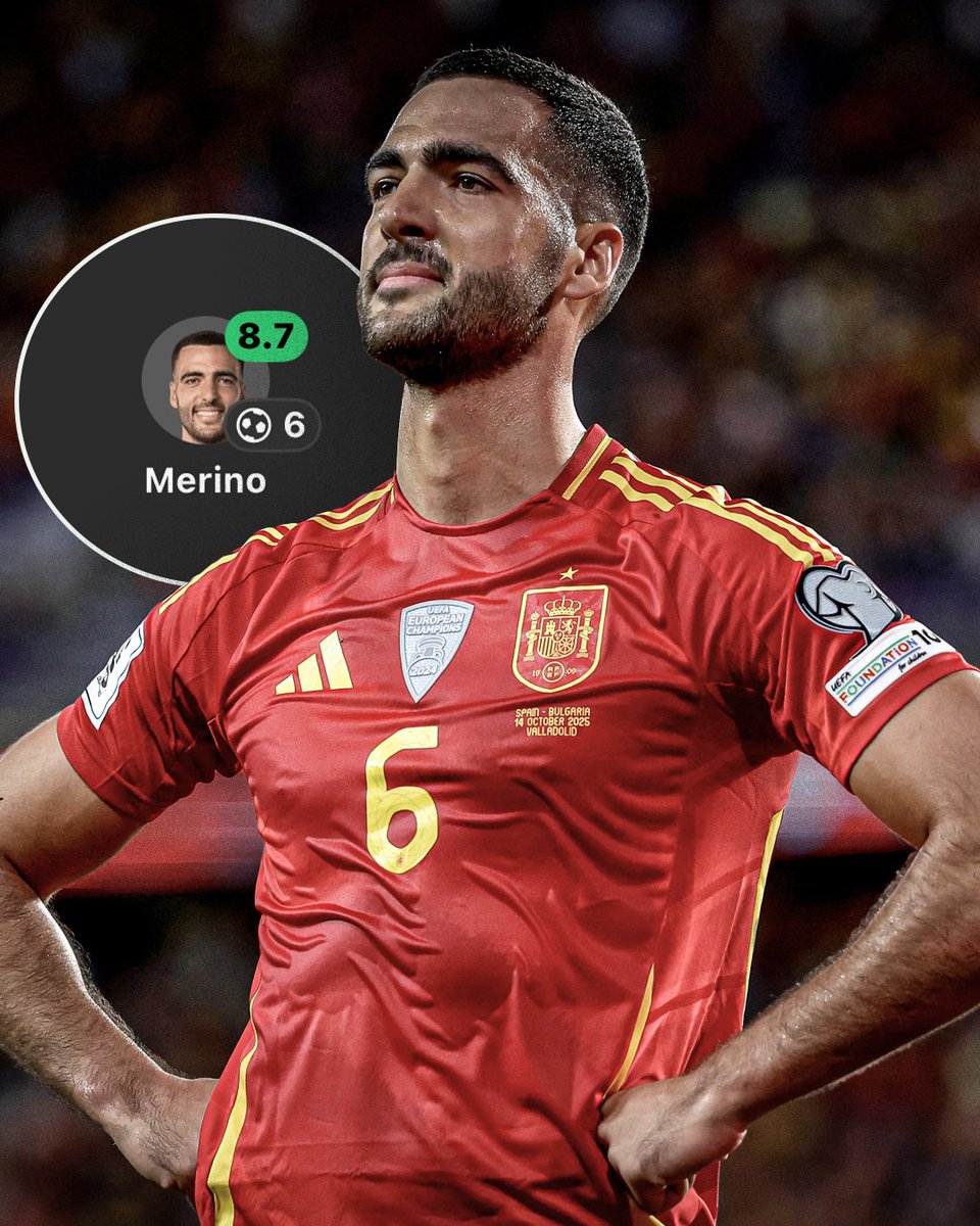 Mikel Merino has bagged six goals in four games for Spain now making him the leading goal scorer for them in World Cup qualifiers 🤯

Insane performances by the Arsenal midfielder 😳