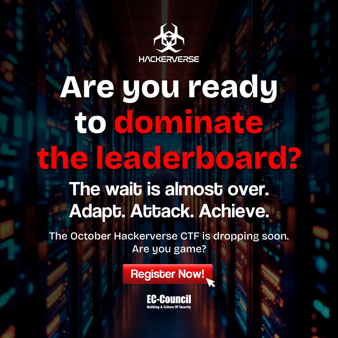 hackerverse_ecc's tweet image. One battlefield. 
Thousands of contenders.

Jump in—register now: buff.ly/4ijRWG6 
This is your chance to rise above the noise.

#eccouncil #hackerverse #hackerversectf #monthlyctf #ctf #capturetheflag #ethicalhacking #cybersecuritytraining #bugbounty