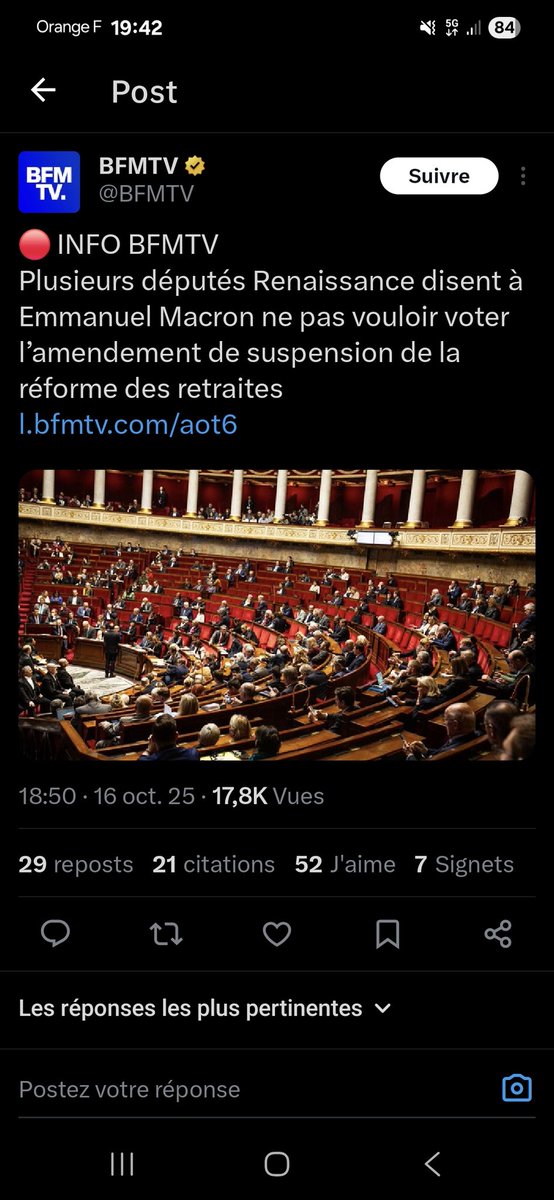 Il paraît très difficile sinon improbable de faire voter la suspension de la réforme des retraites par un amendement du <a href="/gouvernementFR/">Gouvernement</a> au projet de loi de financement de la séc. soc.

Une loi prévoyant spécifiquement cette suspension aurait été un support plus sûr. Mais...