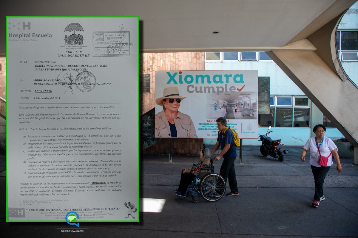 Silencio obligatorio en el Hospital Escuela: autoridades prohíben a médicos hablar con la prensa o en redes sociales

🔹 Una circular interna ordena que solo la dirección del hospital puede emitir declaraciones públicas. La medida ha generado preocupación entre el personal