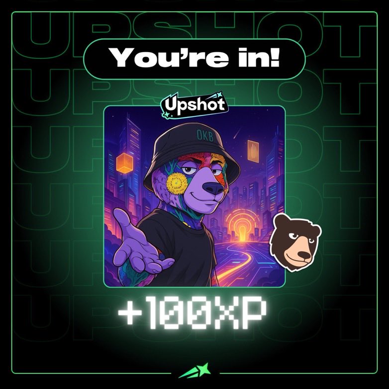 I'm officially in the Upshot Testnet thanks to <a href="/okaybears/">Okay Bears</a>

<a href="/upshot_cards/">Upshot</a> is the world’s first high-stakes prediction card platform.

Trade the internet. Flip culture. Win big.

Already stacking my XP 👀