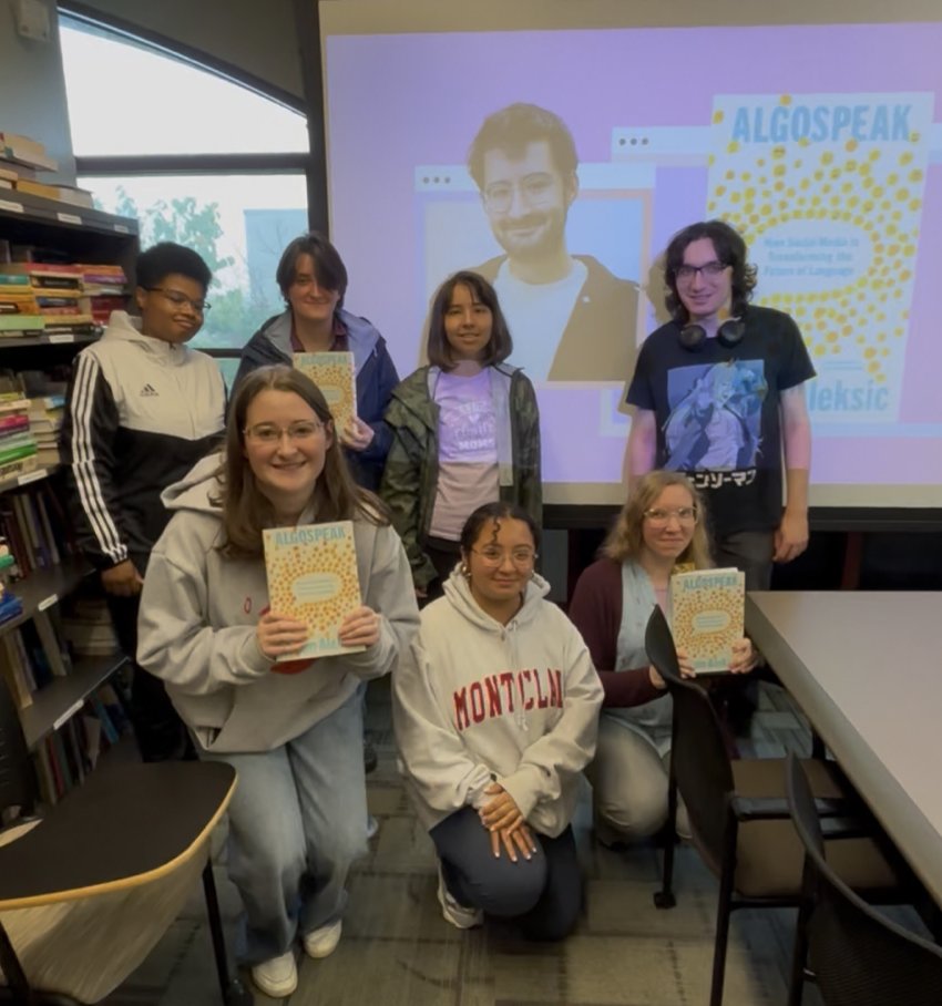 LinguisticsMSU's tweet image. Linguistics kicked off its new Book Club with Algospeak by @adam_aleksic how people twist words like “unalive” or “seggs” to dodge algorithms. Takeaway: platforms don’t just host language -- they shape it. Next up: Cultish by @amandamontell ! #MontclairLinguistics #Algospeak