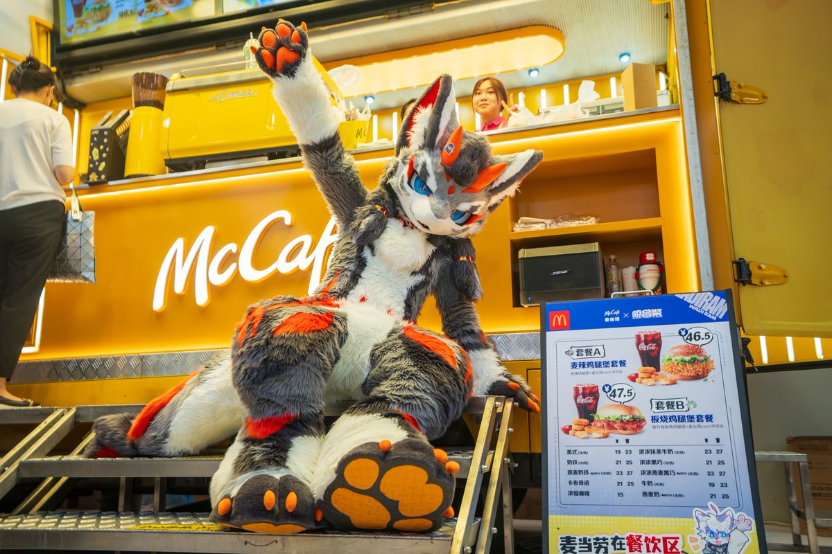 请问您想来一份美味的板烧鸡腿堡套餐吗？

Hello, would you prefer a delicious grilled Chicken Burger set?

#FursuitFriday

📷:<a href="/YIbaibai_/">慕容涵</a> 
🪡:<a href="/ErqingZ/">二青瓜</a>