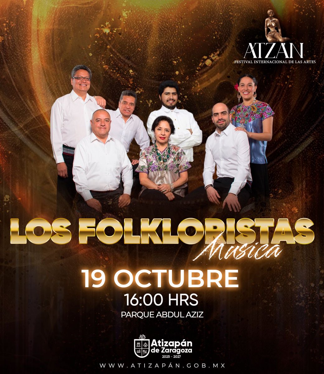 Amigas y amigos de Atizapán, los queremos invitar a nuestra participación en el #FestivalAztlán2025. 

Los Folkloristas en concierto
Homenaje a la música tradicional.

Domingo 19 de octubre, 16:00 horas.
Parque Abdul Aziz
Entrada libre

Los esperamos!!!!