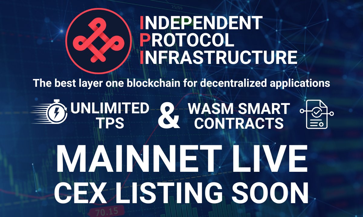 ipicoin_com's tweet image. IPI: The Layer1 blockchain built for dApps! 
Mainnet LIVE with Unlimited TPS &amp;amp; WASM Smart Contracts. 
Presale is ON! 
CEX listing SOON. 
Rewards for holders 💰
Don't miss the future of scaling. 🚀
#IPIblockchain #Layer1 #Web3 #Presale #listingsoon