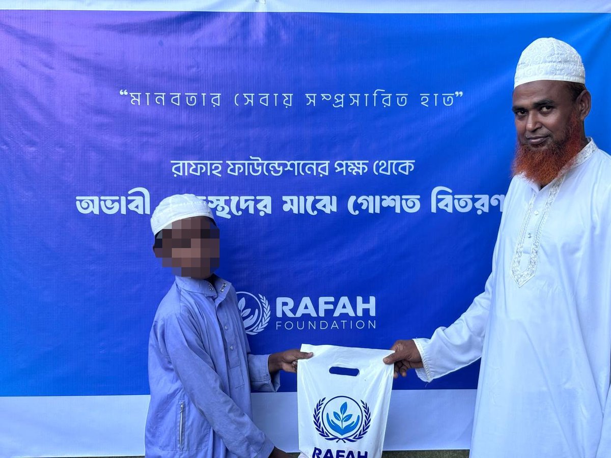 RafahFoundation's tweet image. There are countless families in Bangladesh who cannot afford to buy meat. For many of them, eating meat is a rare joy — something they experience only once or twice a year.

At Rafah Foundation, we are doing our best to bring that joy to their tables. This week alone, we…