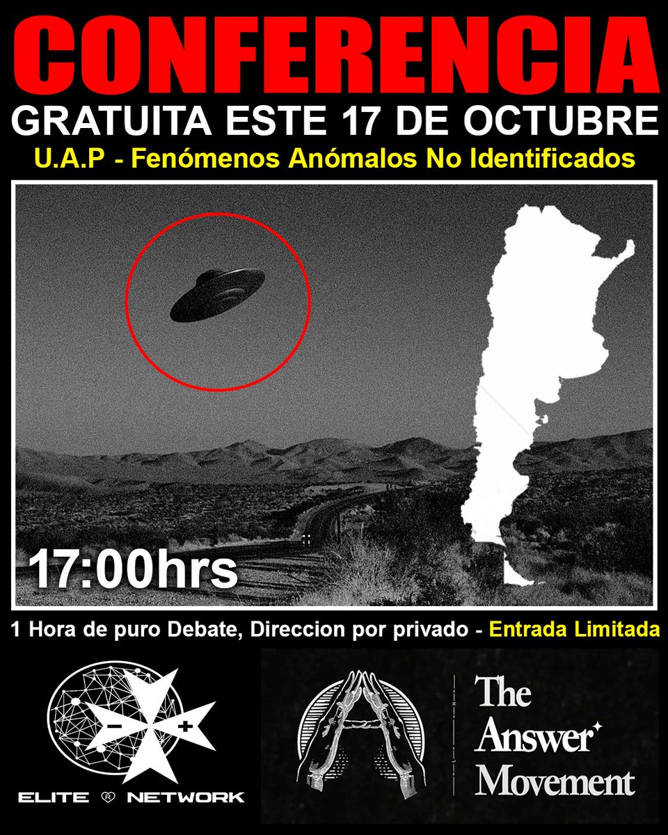 ARGENTINA: Mañana vamos a estar dando una conferencia sobre el fenómeno UAP GRATUITA en Capital, están todos invitados, dirección por mensaje privado.