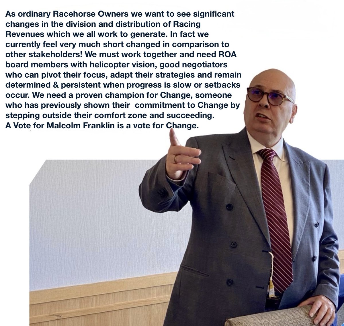 ‘We may not be responsible for the situation we find ourselves in but we become responsible if we do nothing to Change.Change isn’t painful,it’s negativity &amp; resistance to change that’s painful!’⁦⁦⁦<a href="/MPFranklin/">Malcolm Franklin</a>⁩ ⁦⁦<a href="/RacehorseOwners/">Racehorse Owners Association</a>⁩ ⁦⁦⁦<a href="/NewmarketSFA/">NSFA</a>⁩