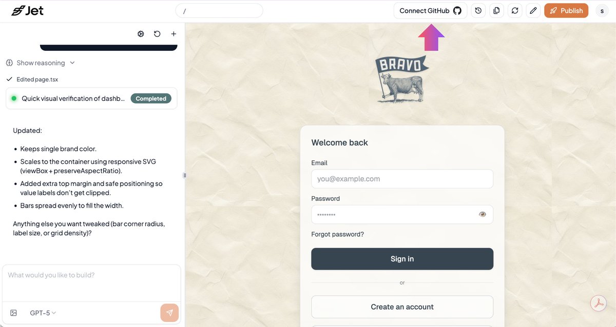 usejetai's tweet image. Jet is more developer friendly.
We've integrated Github so that you can export your code as well as import it from Lovable, Replit, Base44 and more.
Try Jet for free at usejet.com.
#vibecoding #builtwithjet #nocodelowcode