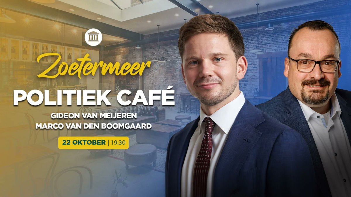 Op 22 okt organiseert FVD Zoetermeer een Politiek Café met <a href="/GideonvMeijeren/">Gideon van Meijeren</a> &amp; <a href="/boomgaard_marco/">Marco van den Boomgaard</a>.

 Iedereen is welkom!

🔗 fvd.nl/agenda/politie…

#FVD #Zoetermeer