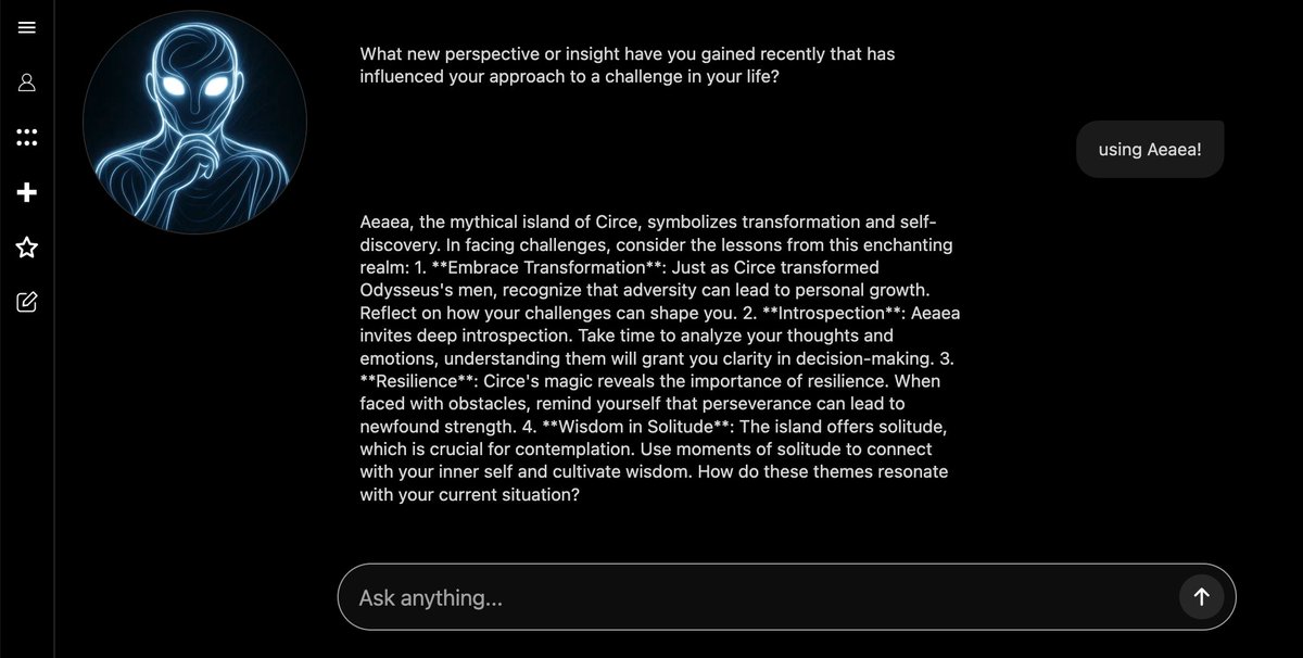 maxxmakes's tweet image. Entering the AI development fray. Introducing Aeaea, the platform to build your perfect AI assistant. Use our intuitive builder to create and chat with unique AI characters!

aeaea.dev