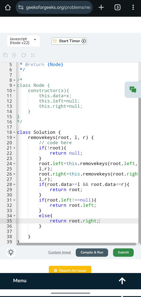 Pratikshak19332's tweet image. 🎉 Day 400 of @geeksforgeeks #POTD!

Problem: Remove BST nodes outside range [L,R]
Approach: Post-order traversal → recursively remove out-of-range nodes → return valid subtrees to maintain BST.

#JavaScript #CodingChallenge 🚀