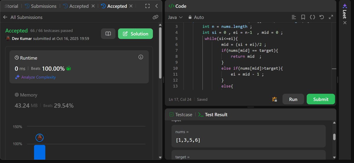 devnarware's tweet image. Day 9 (16 Oct)
✅ 5 DSA problems (1 Medium, 3 Easy on LeetCode + 1 on GFG)
✅ Completed a basic banking project
✅ Worked on another terminal mini project
#Java #dsa #CodingJourney #LearnInPublic