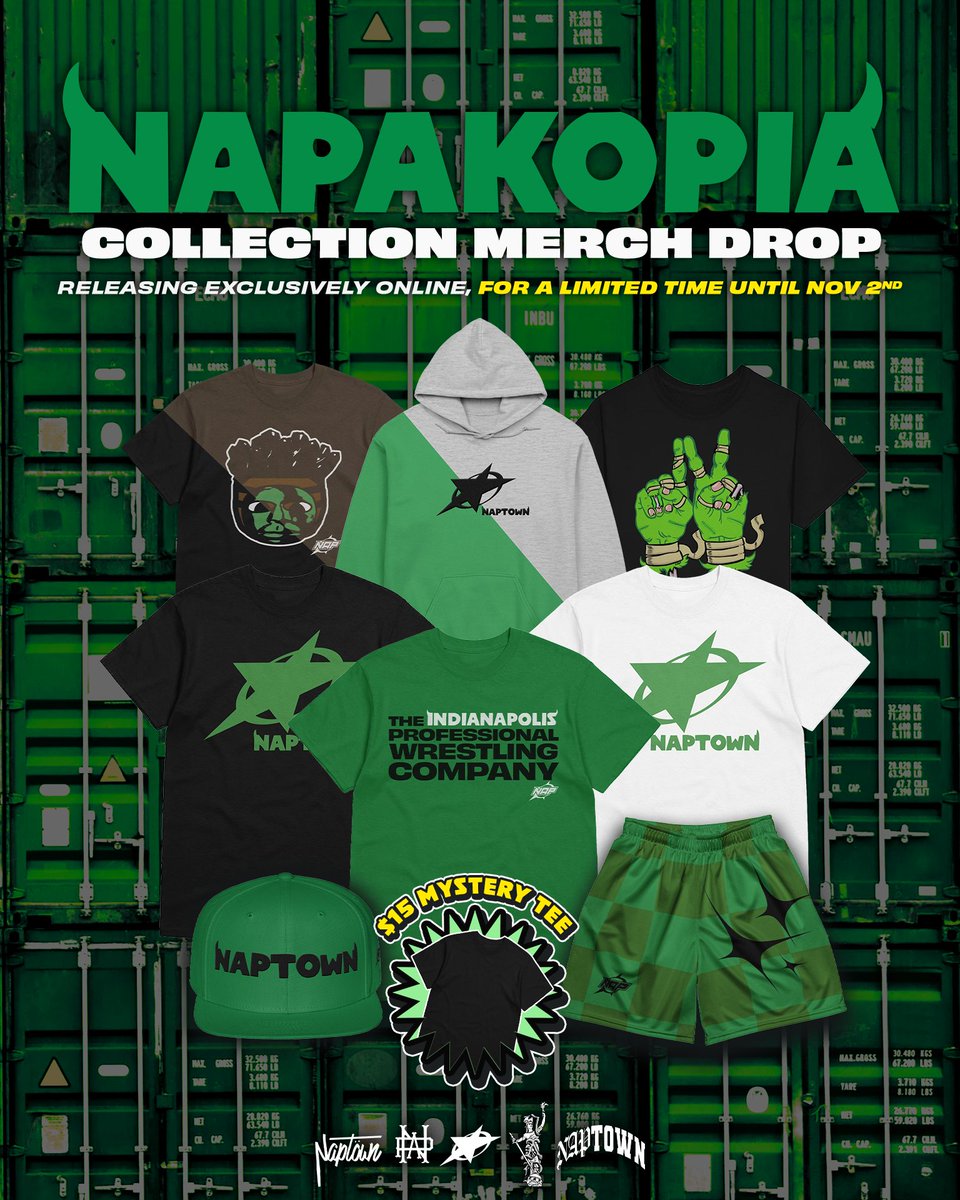 Naptown All Pro-Wrestling (@naptownallpro) on Twitter photo MERCH DROP // Napakopia Collection
Inspired by the season & a year of one of our favorite albums, we urge you to stop impressing the dead & get with the new hotness
Feat. the $15 Mystery Tee
Releasing for a limited time EXCLUSIVELY ONLINE ending on November 2nd. Link below β¬οΈ MERCH DROP // Napakopia Collection
Inspired by the season & a year of one of our favorite albums, we urge you to stop impressing the dead & get with the new hotness
Feat. the $15 Mystery Tee
Releasing for a limited time EXCLUSIVELY ONLINE ending on November 2nd. Link below β¬οΈ