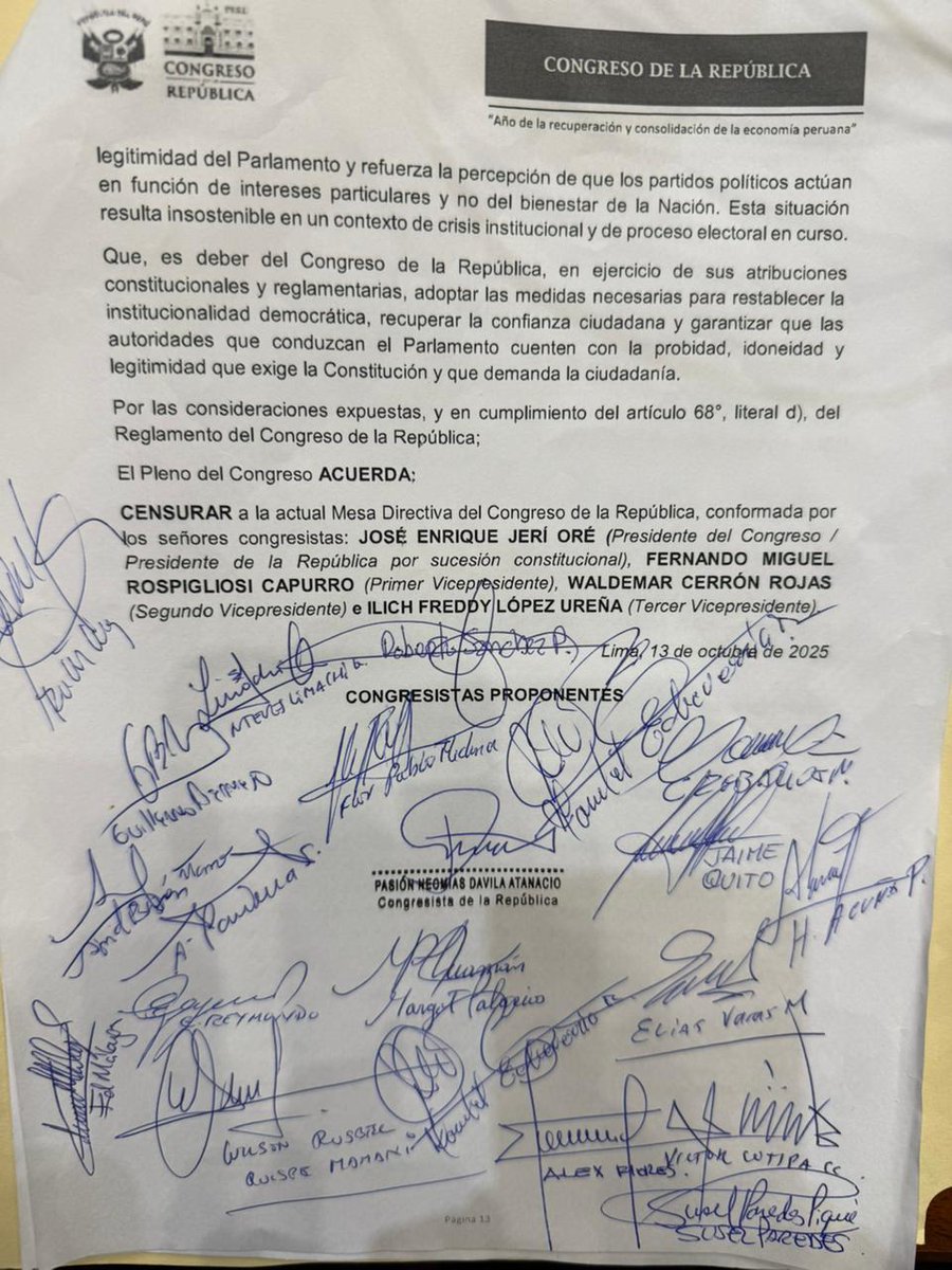 Alexander Villarroel Zurita (@alexandergraphy) on Twitter photo #LOÚLTIMO En el Congreso, se presentó una moción de censura contra los cuatro integrantes de la Mesa Directiva, incluido José Jerí. <a href="/Politica_ECpe/">Política El Comercio</a> #LOÚLTIMO En el Congreso, se presentó una moción de censura contra los cuatro integrantes de la Mesa Directiva, incluido José Jerí. <a href="/Politica_ECpe/">Política El Comercio</a>