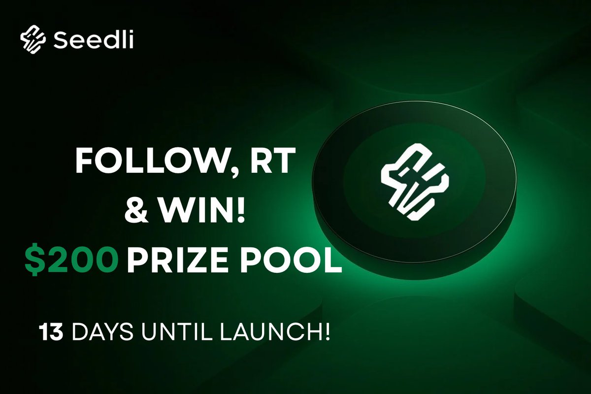 🎉 13 Days Till Launch! 🎉

We’re rewarding the best X post about our project &amp; IDO.

Make sure to tag <a href="/SeedliCapital/">Seedli Capital</a> when you post!

Steps to Enter:
🔹 Follow <a href="/SeedliCapital/">Seedli Capital</a>
🔹 Like &amp; RT this post

IDO 🔗 ixirpad.com/launchpad/ld7w…
