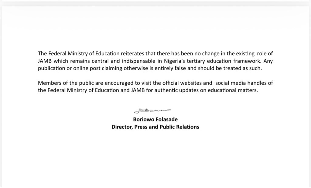 NigEducation's tweet image. Press Release
