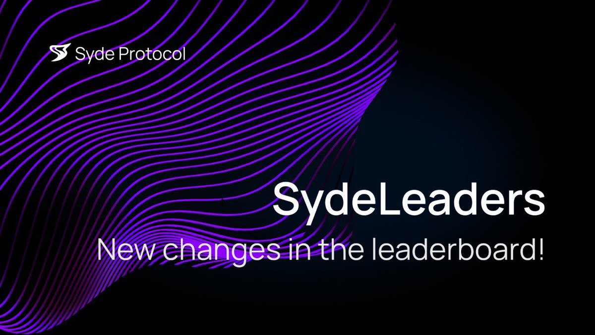 SydeLeaders 🏆

The battle for 🥈 is heating up – new shifts in the leaderboard!
Who’s next to rise to the top? 👀

Top 5 leaderboard: t.me/sydefi/291

Mint synths, earn SydeKarma &amp; climb the ranks in Syde Protocol 🏅
👉 app.syde.fi
