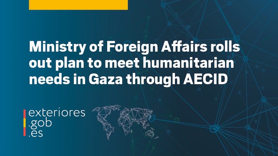 #Gaza: In response to the announcement of a ceasefire and the possibility of large-scale entry of humanitarian aid by land, the <a href="/SpainMFA/">Spain MFA</a> has launched a plan to address humanitarian needs through the <a href="/AECID_es/">AECID</a>.

🔗
exteriores.gob.es/en/Comunicacio…