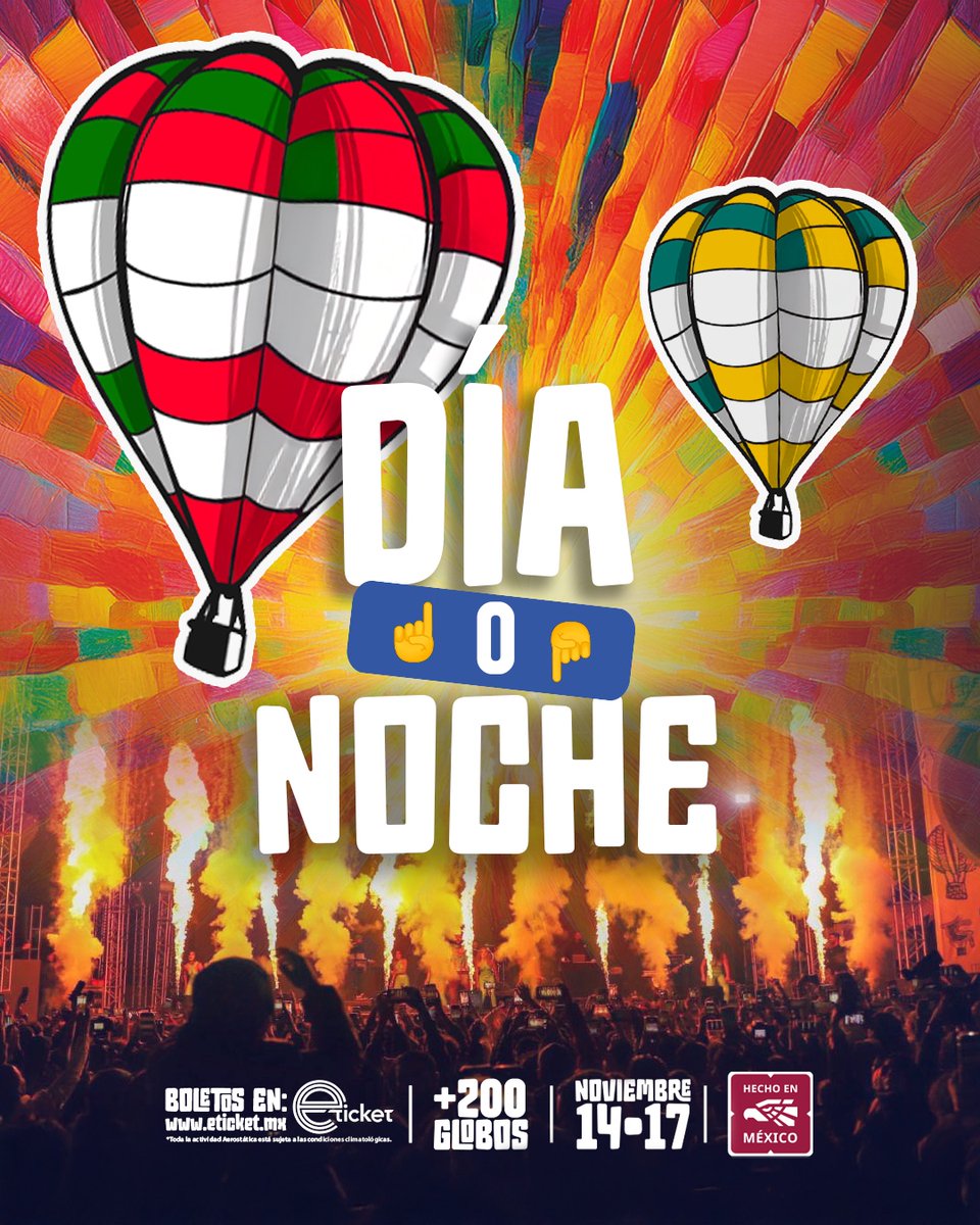 FIGLeon's tweet photo. ¿Día o Noche?  El Day Pass lo tiene todo🤩
👉Disfruta el despegue de +200 globos aerostáticos, Zeppelin show, Concierto Estelar, Noches Mágicas y una experiencia increíble rodeado de naturaleza.
🎟️| Adquiere tu DayPass en https://t.co/afNiWEWNAw & Tiendas OXXO de León, Gto.
#FestivalDeFestivales | #FestivalDelGlobo