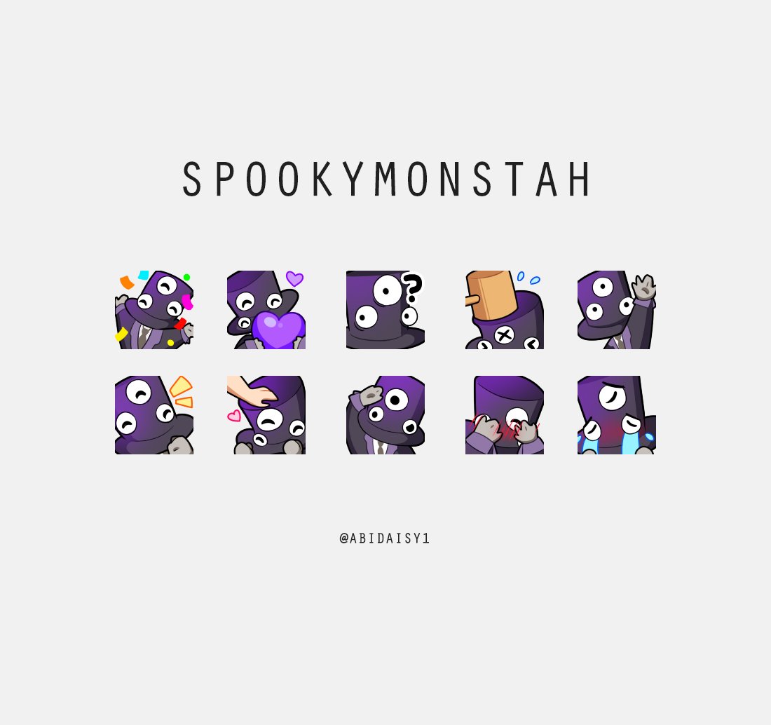 Emotes pour <a href="/SpookyMonstahVT/">SpookyMonstahVT 🎩👁️【Vtuber Editor】</a>  !
N'hésitez pas à RT si vous aimez ! ❤️