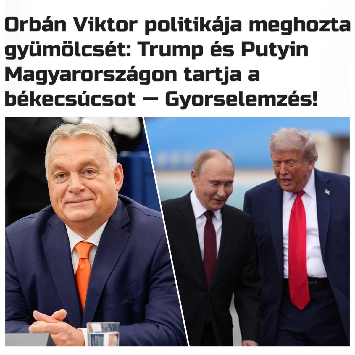 L'UE : " la Hongrie est isolé " 

Ma magnifique Hongrie 👇

(La politique de Viktor Orbán a porté ses fruits : Trump et Poutine tiennent un sommet de paix en Hongrie)