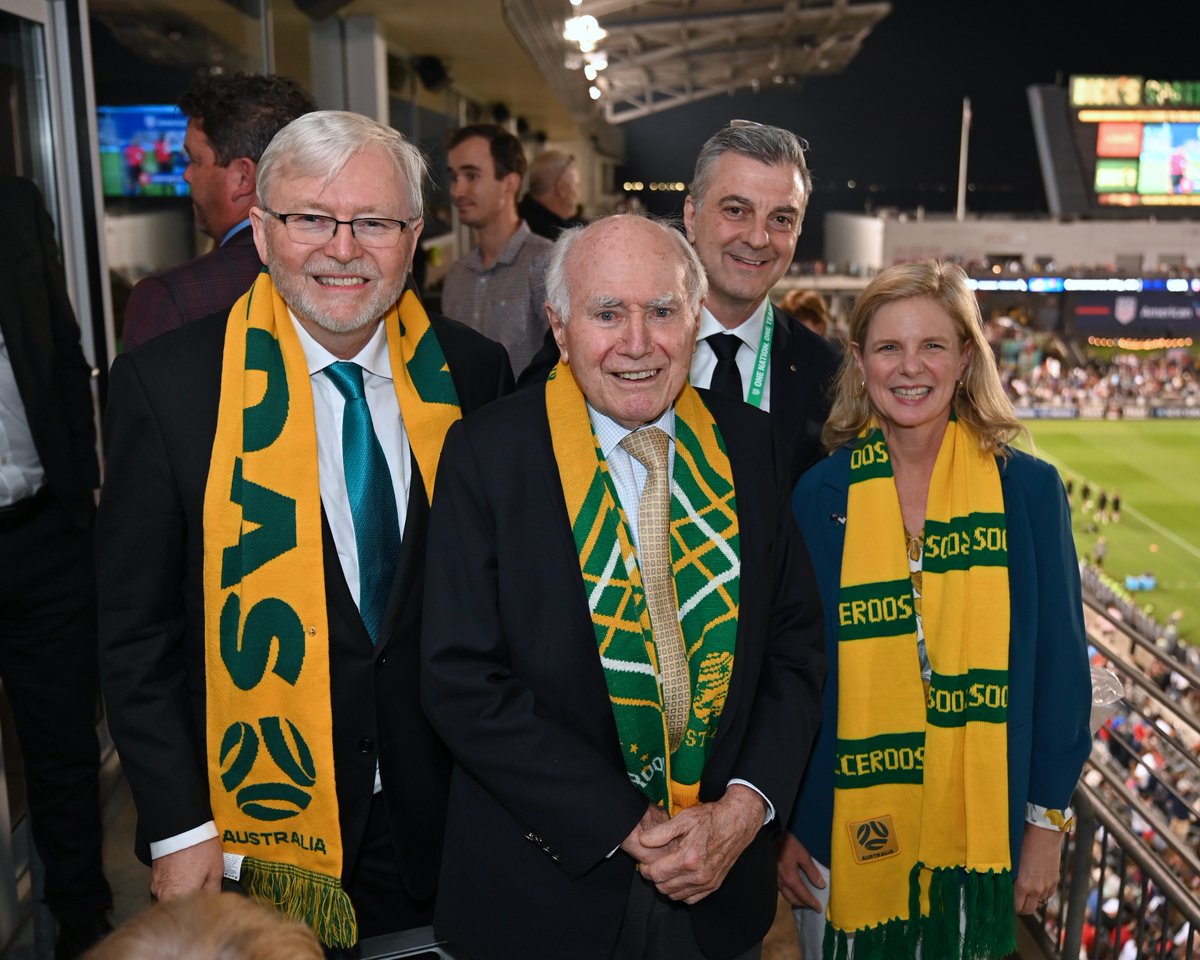 You never know who you’ll run into at the footy.

Great to cheer on our Socceroos with Former Prime Minister John Howard in Colorado.