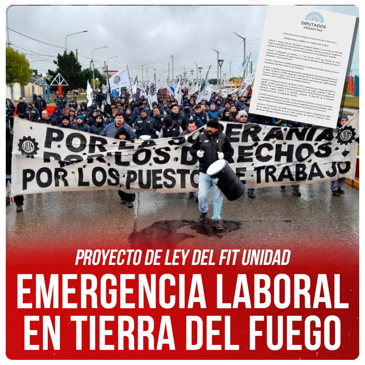 GiordanoGringo's tweet photo. 🏛️📣  Desde las bancas del #FITUnidad presentamos un Proyecto de ley que declara la Emergencia Laboral en Tierra del Fuego a fin de defender las fuentes de trabajo existentes, crear nuevos empleos, recuperar los perdidos en el último período y garantizar la permanencia de la población en la misma.. ‼️

📃 Proyecto completo
https://t.co/TdDF3xnEPq

📲 Contacto:
Prensa de Izquierda Socialista: 11 6054-0129