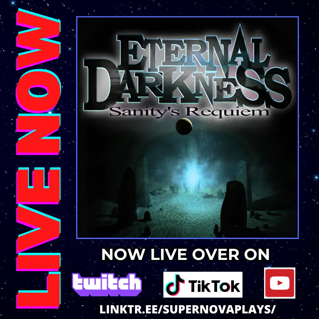 🔴 I’m LIVE RIGHT NOW! Step into the madness with me as we play Eternal Darkness: Sanity’s Requiem — the 2002 GameCube horror classic that messes with your mind. 👁️💀 Part of my #ThursplayRewind series
linktr.ee/supernovaplays/ #Livestream #RetroGaming #HorrorGames #EternalDarkness