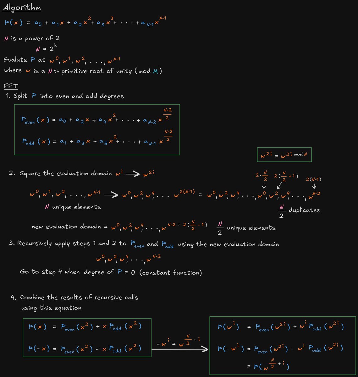 ProgrammerSmart's tweet image. Fast Fourier Transform explained
Used in ZKSTARK
Notes and Python code🐍
github.com/t4sk/notes?tab…
1. Intro
2. Definitions
3. Algorithm
4. Tree example
5. Butterfly example 1
6. Butterfly example 2
7. Bit reversal - optimization