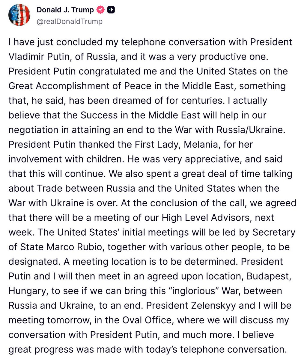 I hope President Trump can bring an end to the war between Russia and Ukraine