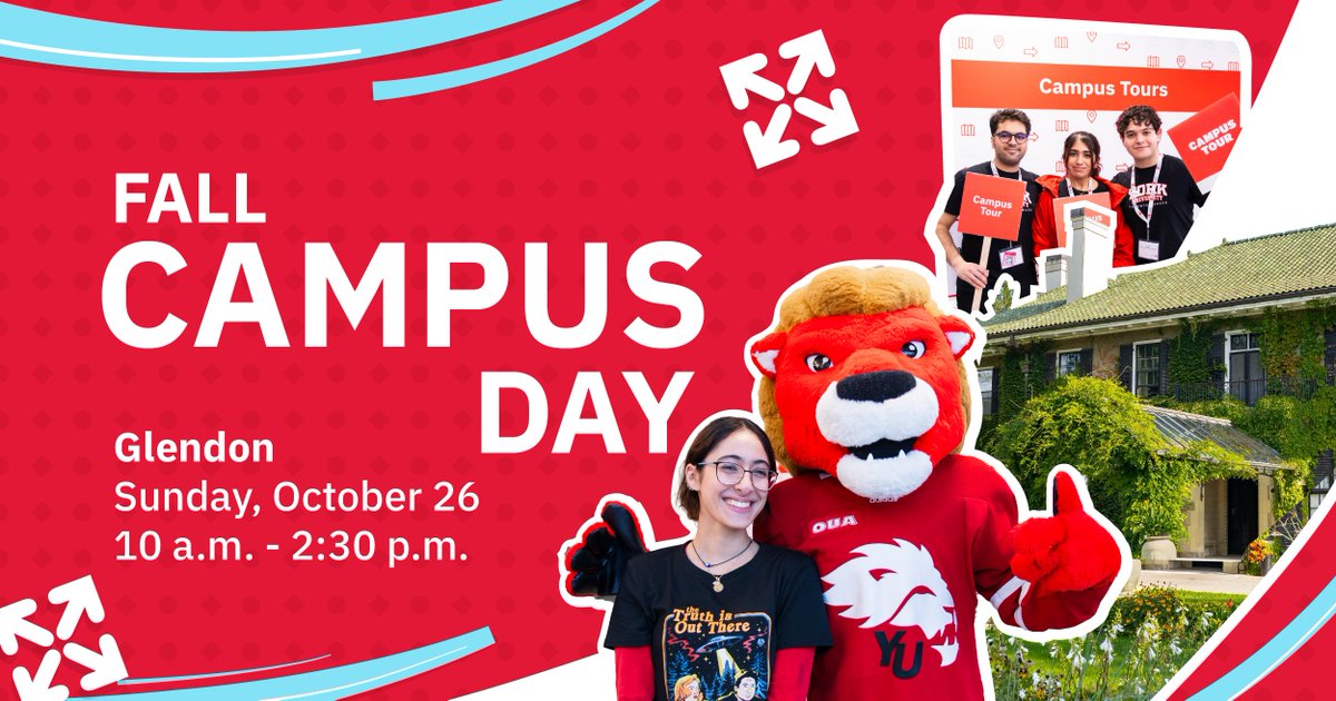 Curious about studying at Toronto's only bilingual university campus? Come to our Glendon Fall Campus Day to see why York University’s Glendon campus is the right fit for you 🍁

GLENDON FALL CAMPUS DAY
🗓️ October 26 from 10 a.m. to 2:30 p.m. 

🔗 eventbrite.ca/e/glendon-fall…