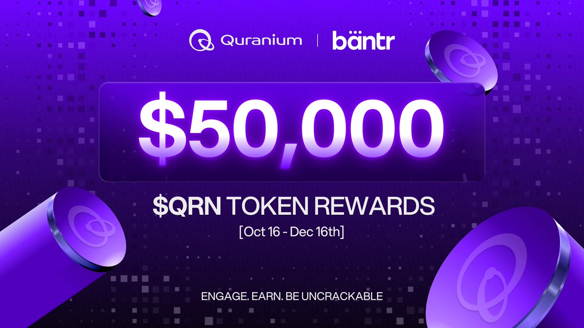 Stay Smart. Stay Secure. The Bantr begins ⚡️

$50,000 in $QRN rewards are now live on the Quranium × Bantr Leaderboard.
bantr.fun/project/qurani…

Everything you say, share, and spark counts toward earning 👇🧵