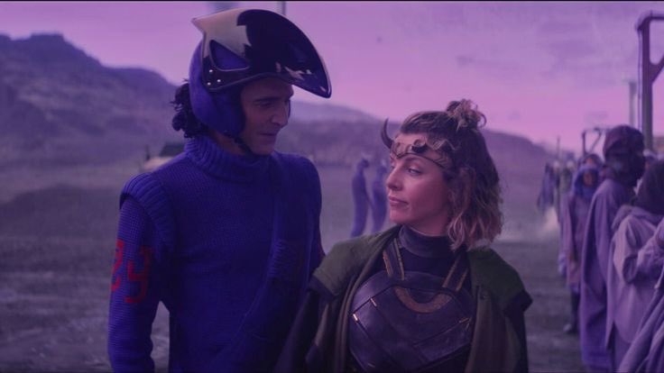 swiftiesylvie's tweet image. the way sylvie looks at loki like he’s a (cute) idiot here is funny #sylki