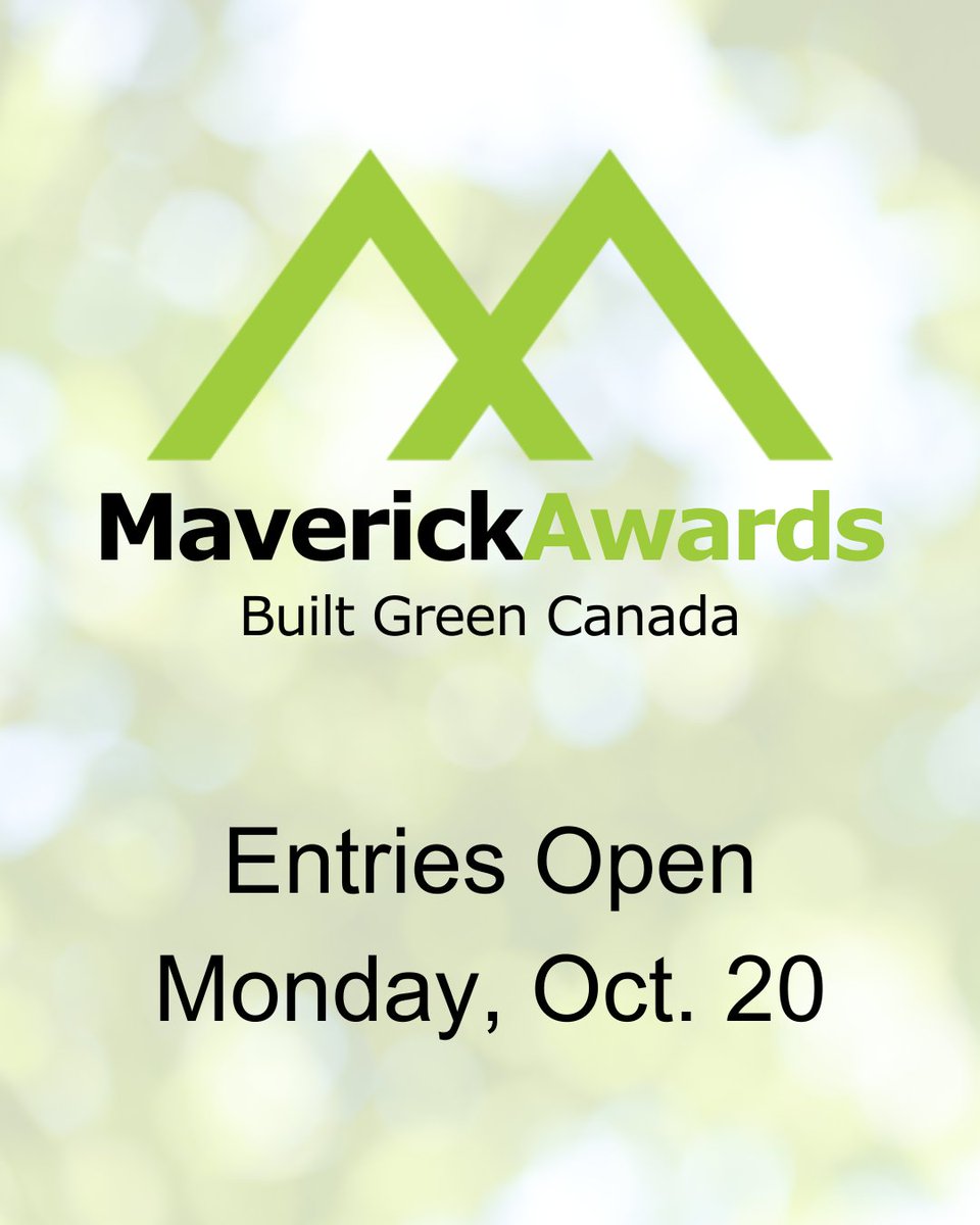 Entries for the 2026 Maverick Awards officially open on Monday, October 20—mark your calendar! 🎉

Visit our website to learn more about the awards and how to enter: builtgreencanada.ca/maverick-awards
