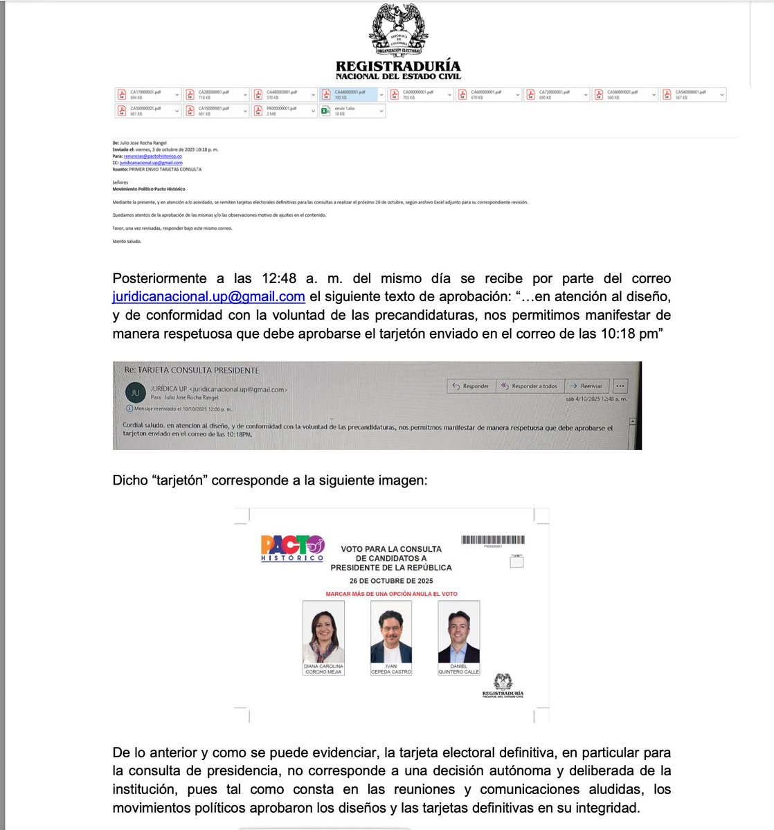 Melquisedec70's tweet image. Atentos. Aquí una de las pruebas irrefutables de cómo han mentido, vulgarmente, los partidos petristas y sus precandidatos presidenciales, diciendo que el tarjetón para el 26 de octubre fue un capricho de la @Registraduria sin consultarles y que había que cambiarlo.
El 3 de…