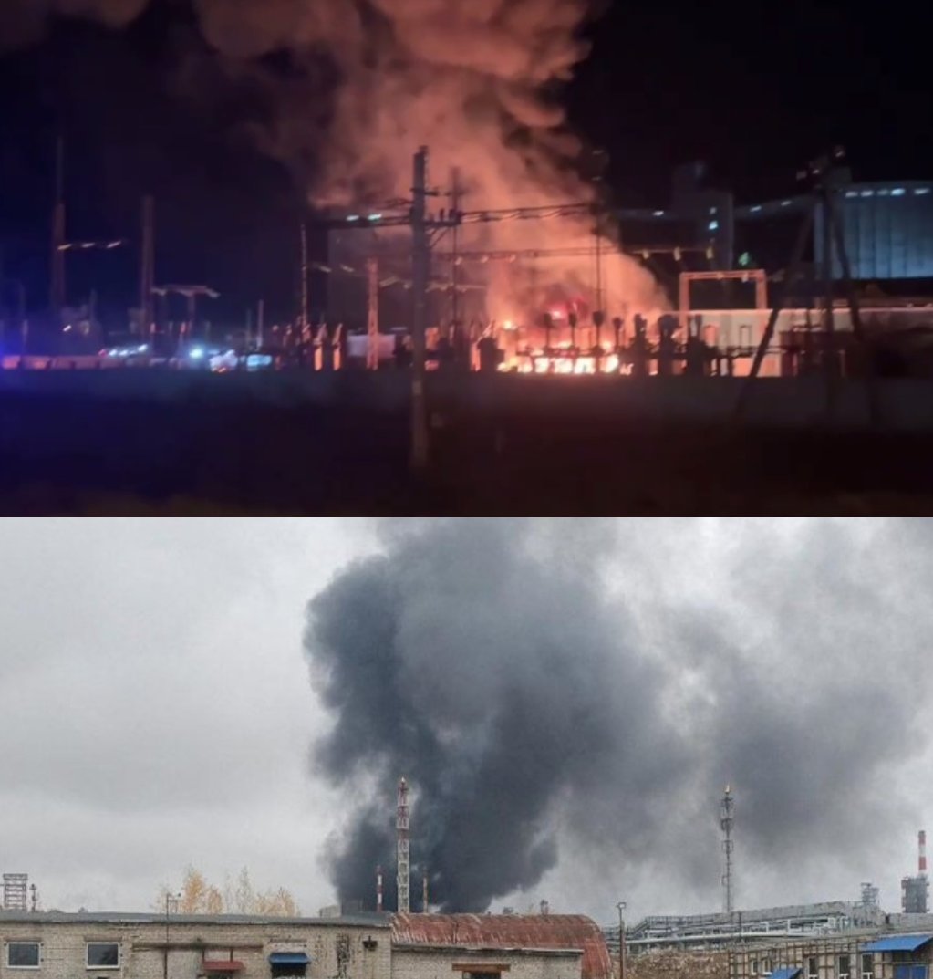 Tatarigami_UA's tweet image. Summary of Today’s Strikes and Potential Sabotage Inside Russia:
- Saratov Refinery: Hit in a drone strike.
- Nizhny Novgorod Refinery: UAV hit. Damage to the L-24/300 hydrotreatment unit.
- Balashovskaya Power Substation: Damaged.
- Tolkai power substation: Visible Fire, Damaged