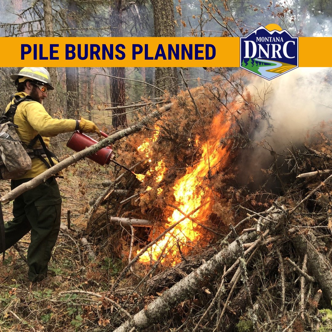The DNRC Missoula Unit plans to conduct pile burning today, Oct. 16, on 7 acres of state trust lands four miles north of Ravenna in Clinton.  Smoke may visible during and after burning operations. Please do not call 911.
