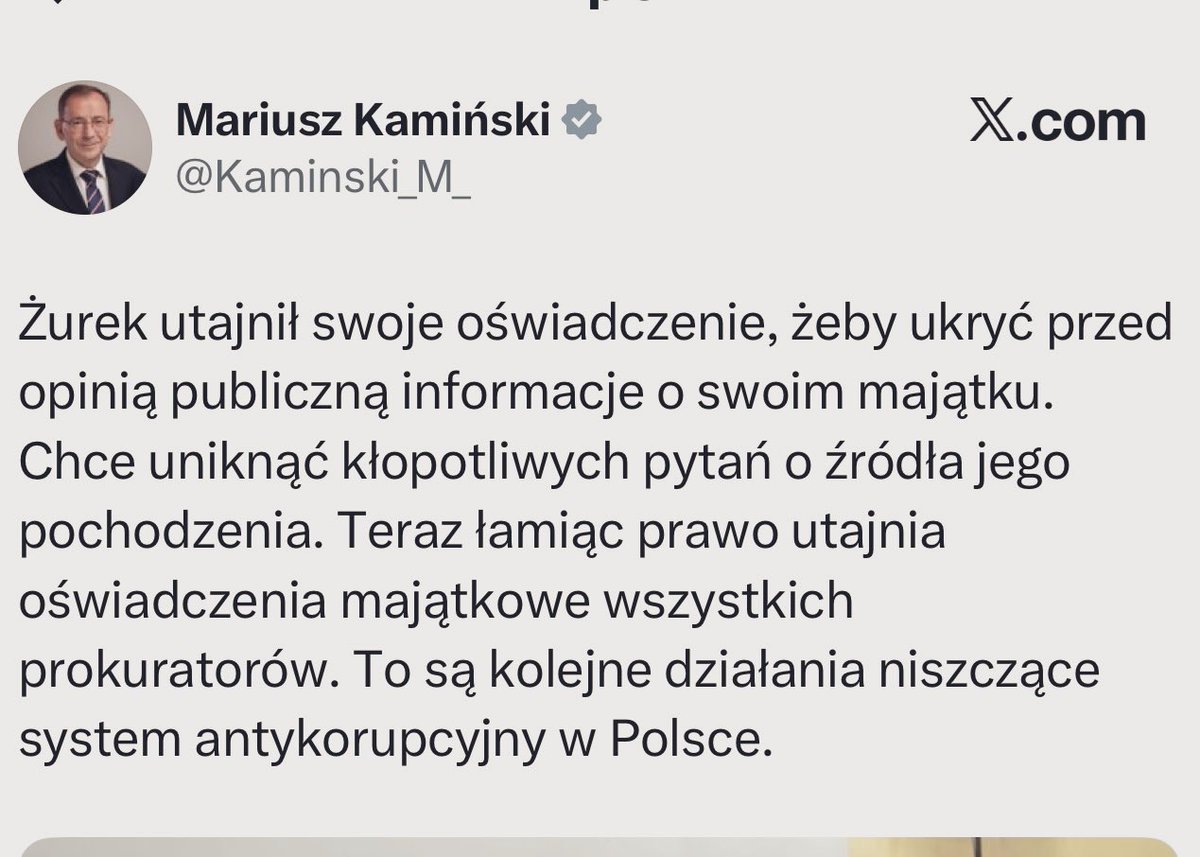 Oświadczenia majątkowe prokuratorów są jawne, system antykorupcyjny działa, a pan Kamiński ma problemy z czytaniem na poziomie podstawowym.

Prokurator Generalny podjął decyzję o usunięciu z BIP tzw. oświadczeń kagańcowych, za pomocą których Ziobro chciał piętnować  prokuratorów