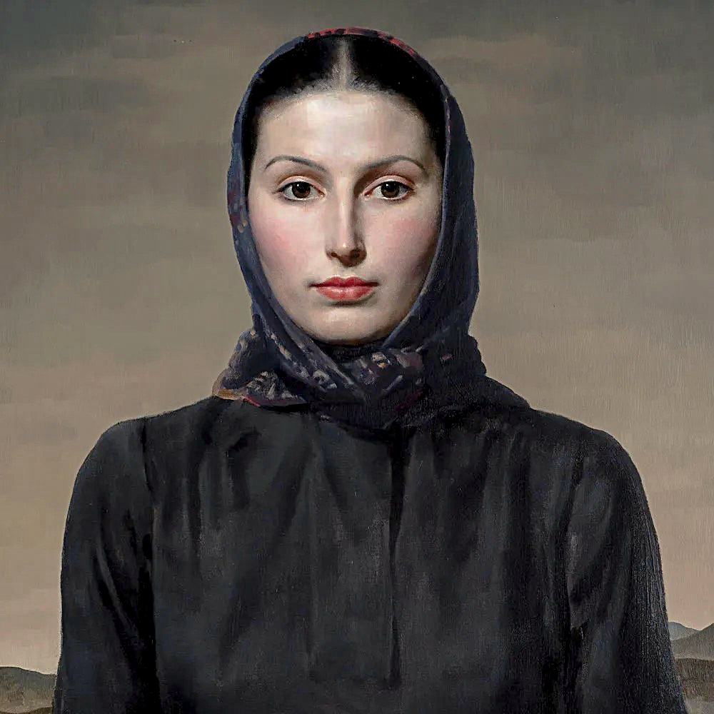ServingArt's tweet image. Woman in Black, (1935) — Gerald Leslie Brockhurst.