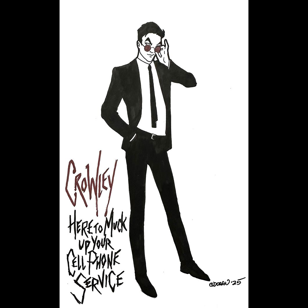 ColleenDoran's tweet image. My first GOOD OMENS commission was done at New York Comic Con! Crowley, bringing the suave.