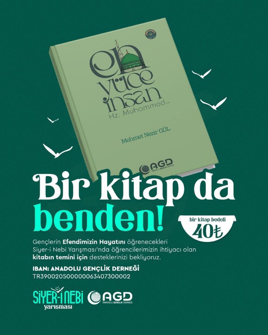 Lise öğrencileri arasında gerçekleştirilecek Siyeri Nebi Yarışması için start verildi. Anadolu Gençlik Derneği’nce düzenlenen yarışmada En Yüce İnsan Hz. Muhammed kitabımızdan sorular hazırlanacak. Kitaplar öğrencilere ücretsiz verilecek. Her liseli genç Peygamberimizi tanısın.