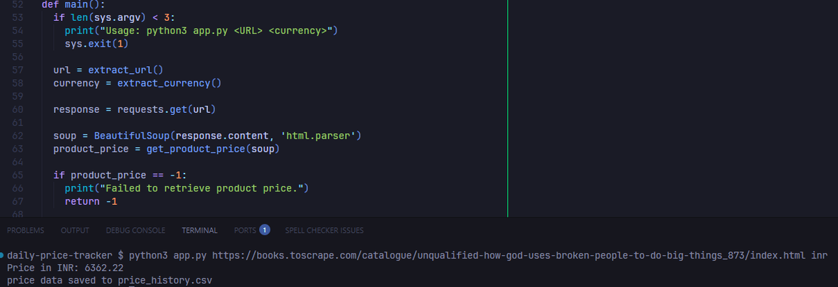 alienworl1's tweet photo. I thought I'll learn some web scraping with a simple starter project. 
It's a price tracker, which fetches the price of the product, and converts it to the required currency, and stores the data along with the timestamp into a csv file for future reference https://t.co/IynUIyoi5u