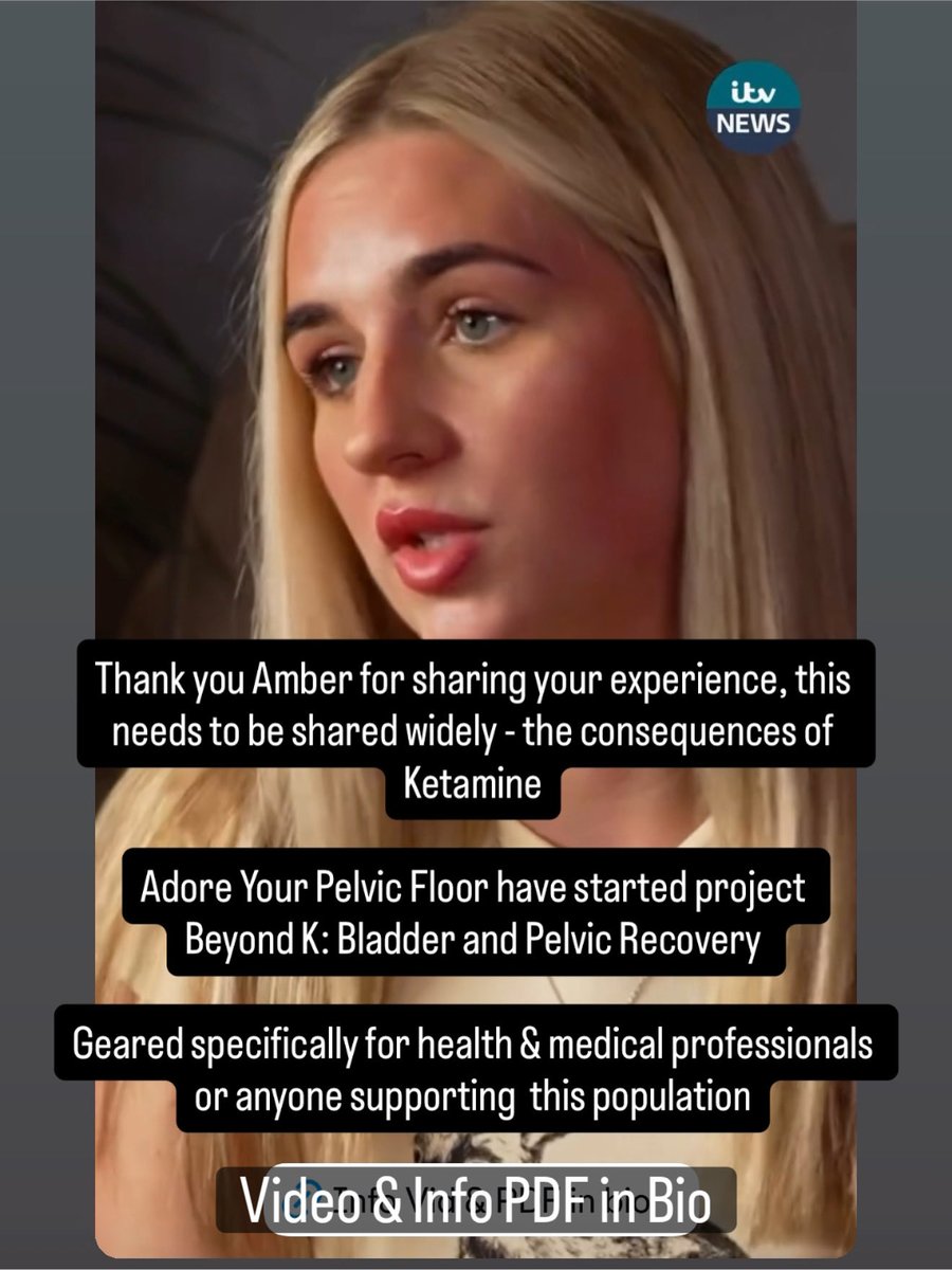 The consequence of Ketamine needs to be shared widely. 

Adore Your Pelvic Floor have started a collaborative project

Beyond K: Bladder and Pelvic Recovery 
Geared  specifically for health and medical professionals or anyone supporting  this population.

adoreyourpelvicfloor.co.uk/ketamine-bladd…